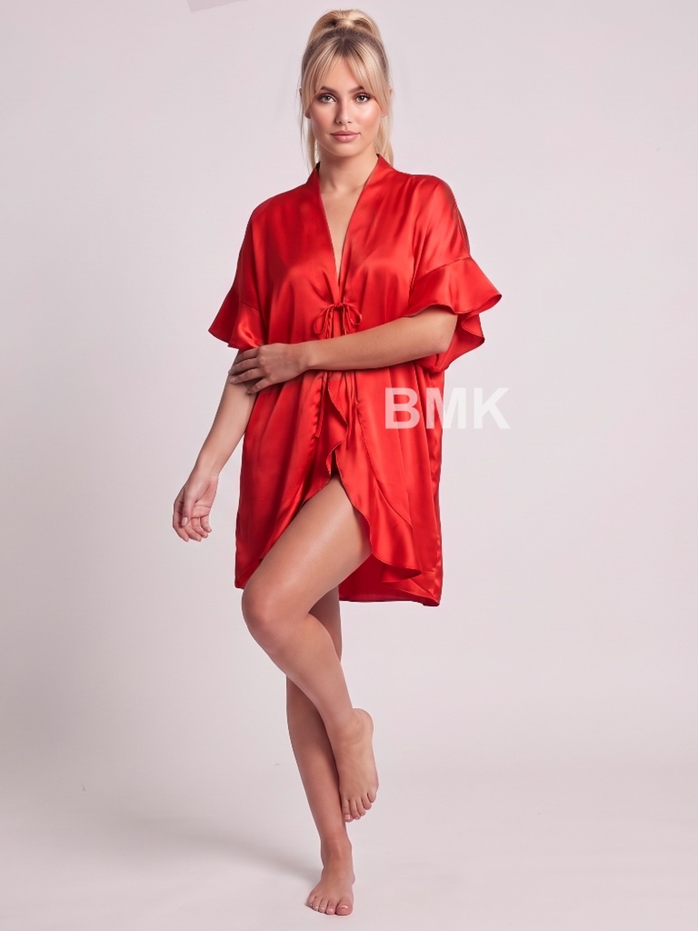 Victoria's Secret Ruffled Tie Front Red Valentine's Day Kimono Robe OS NEW